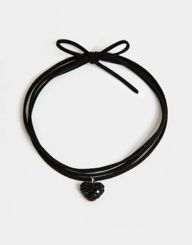 Chokers Strass Corazón Choker Con Corazón - Plateado