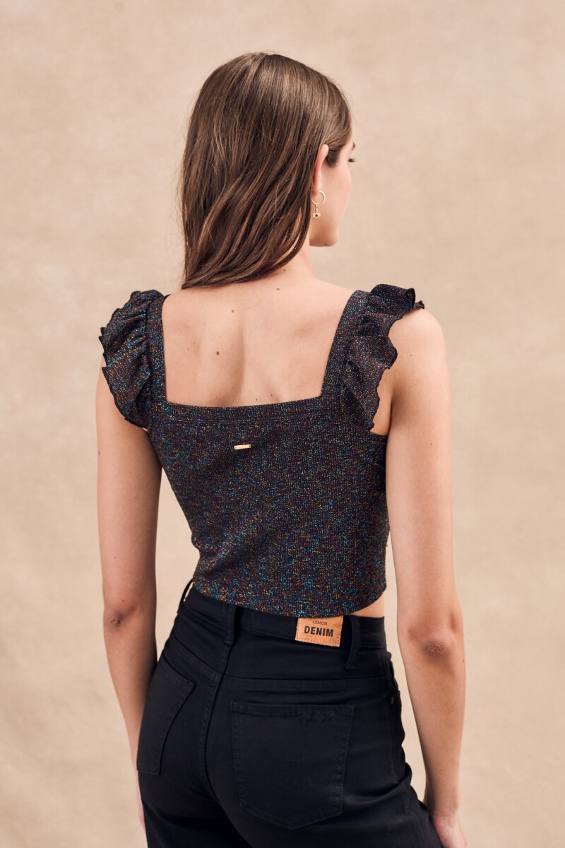 Top Volados Lurex Negro