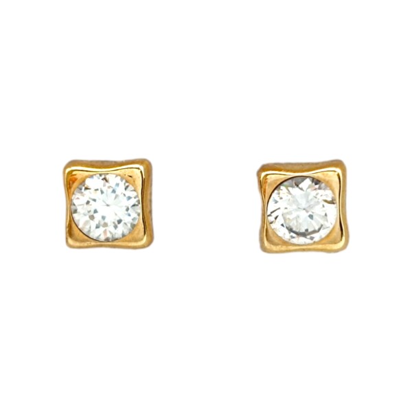 Caravanas Cuadrados de oro- Oro bajo - Zirconia blanca - CA8115 conpiedra