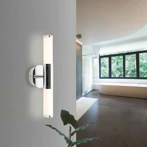 Aplique acero níquel 2XE14 IP44 460mm PALMERA EG3444