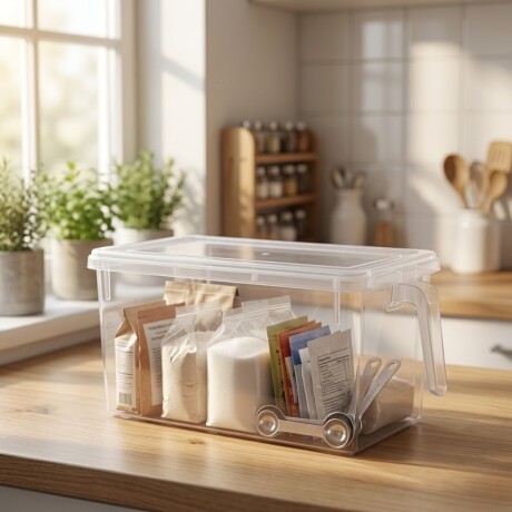 Caja transparente con agarradera y tapa 30 x 15 x 15 cm TRASLUCIDO