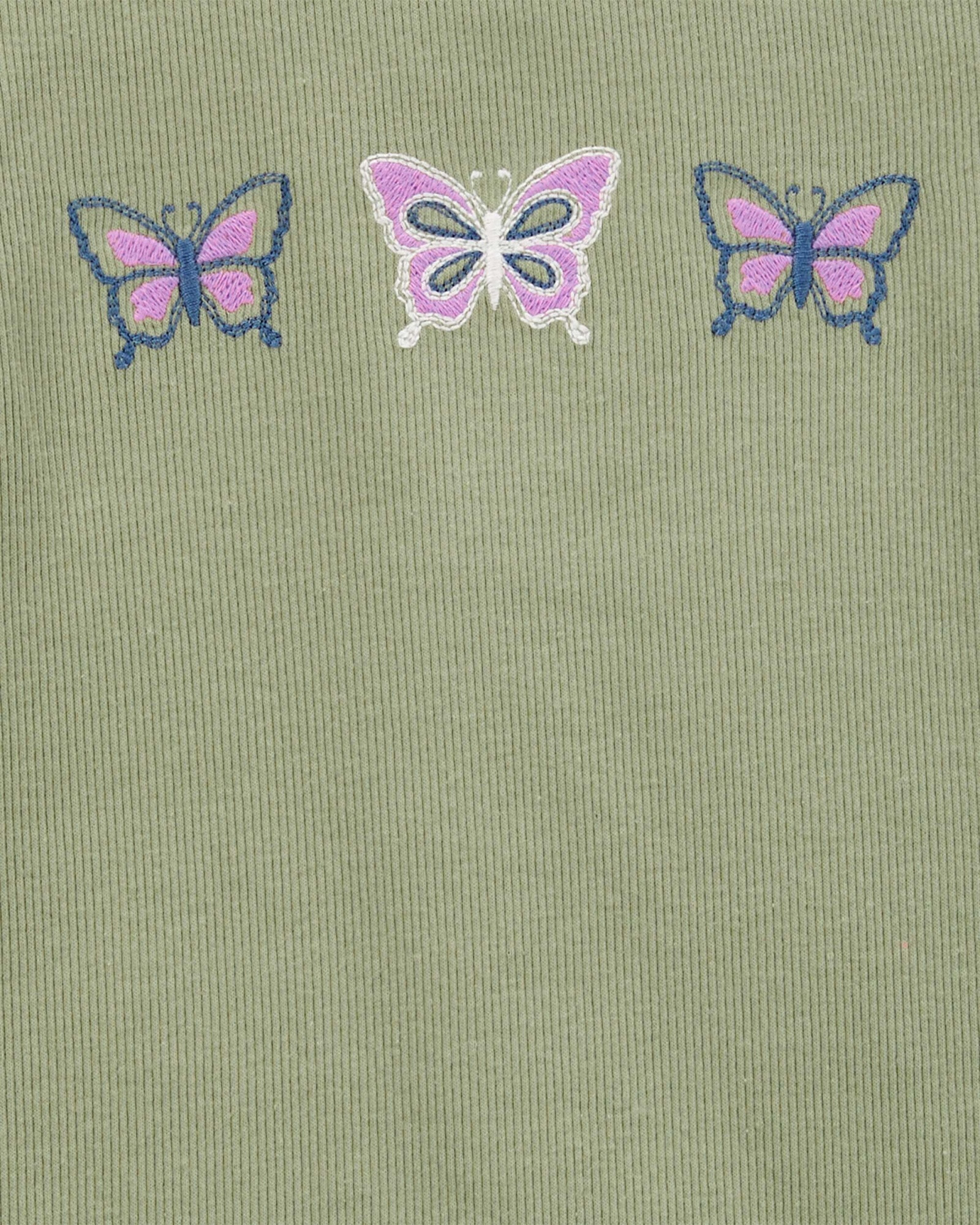 Remera de algodón, manga larga, estampa mariposas Sin color