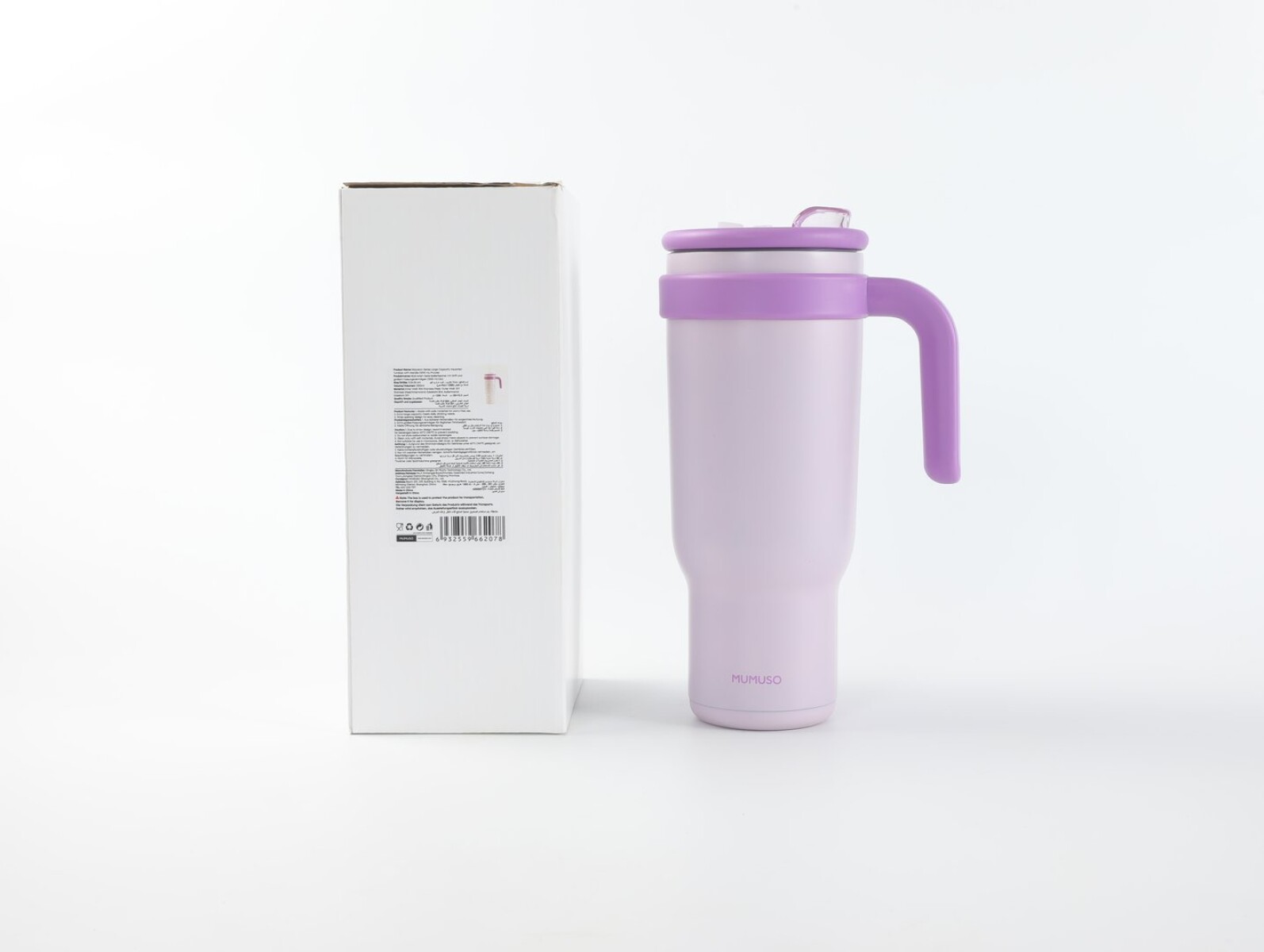 VASO TÉRMICO DE GRAN CAPACIDAD SERIE MACARON CON ASA (1200 ML/MORADO) 