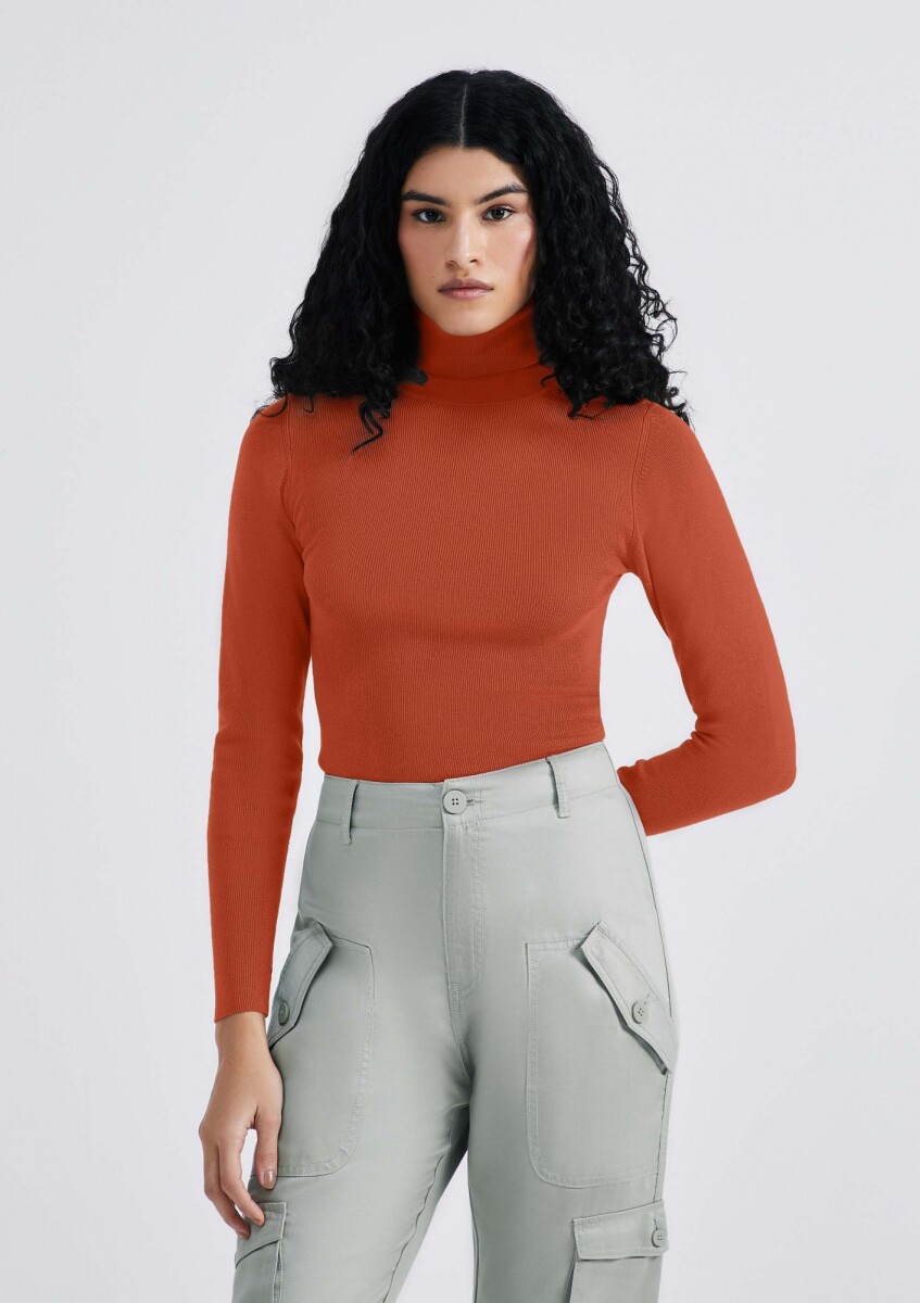 BLUSA MANGA LARGA CUELLO ALTO - NARANJA 