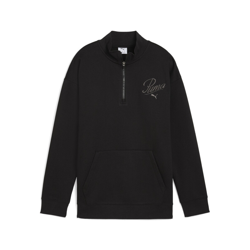 Buzo PUMA ESS Script high neck Half Zip Crew Mujer 688073 01 Negro