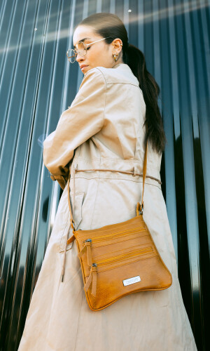 BANDOLERITA MORRAL ROSA MOSTAZA