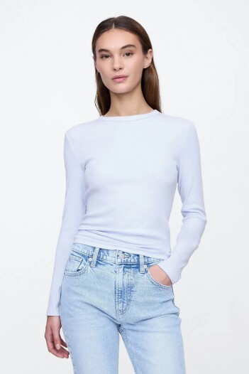 Remera Rib Manga Larga Mujer Urban Blue