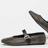 Ballerina Bright en efecto cuero Negro