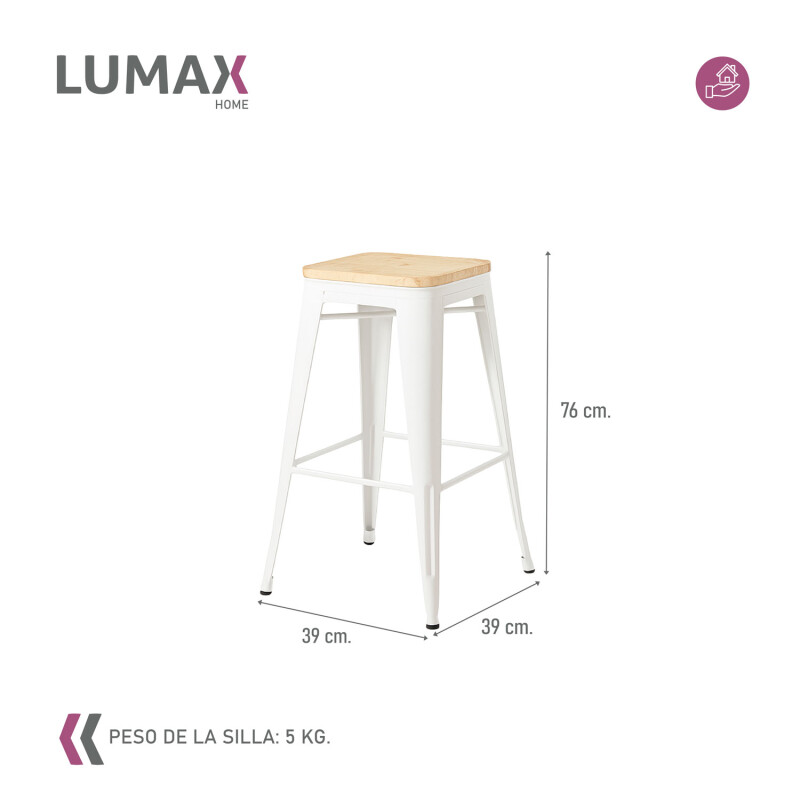 Taburete Tolix en metal y asiento de madera Blanco