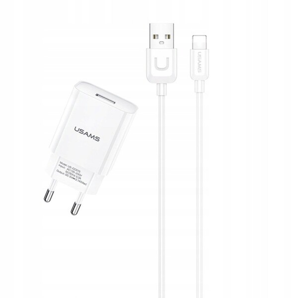 Cargador De Pared Usams USB Lightning 2,1A Cable Calidad Cargador De Pared Usams USB Lightning 2,1A Cable Calidad