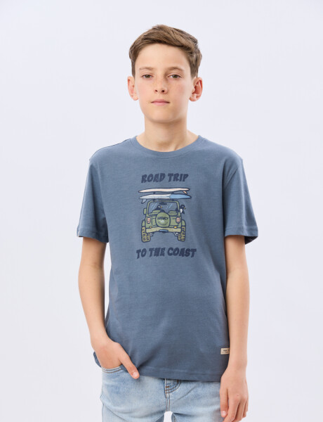 REMERA ESTAMPADA DE ALGODÓN Piedra