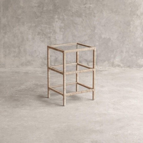 MESA AUXILIAR/LATERAL RATTAN-MADERA-Y-VIDRIO NATURAL-BEIGE VITTORIA NATURAL