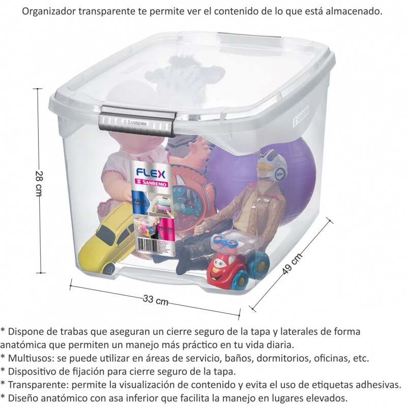 Set x3 Caja organizadora 29 lts TRANSPARENTE