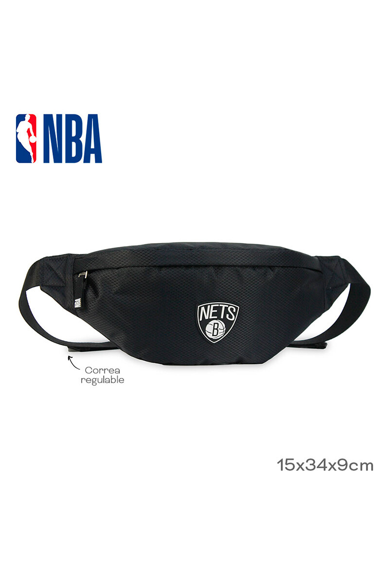 Riñonera nylon doble cierre Nets - NBA Negro