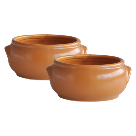 Set x2 Cazuelas con asas cerámica 600 ml D12X6,7H cm TERRACOTA