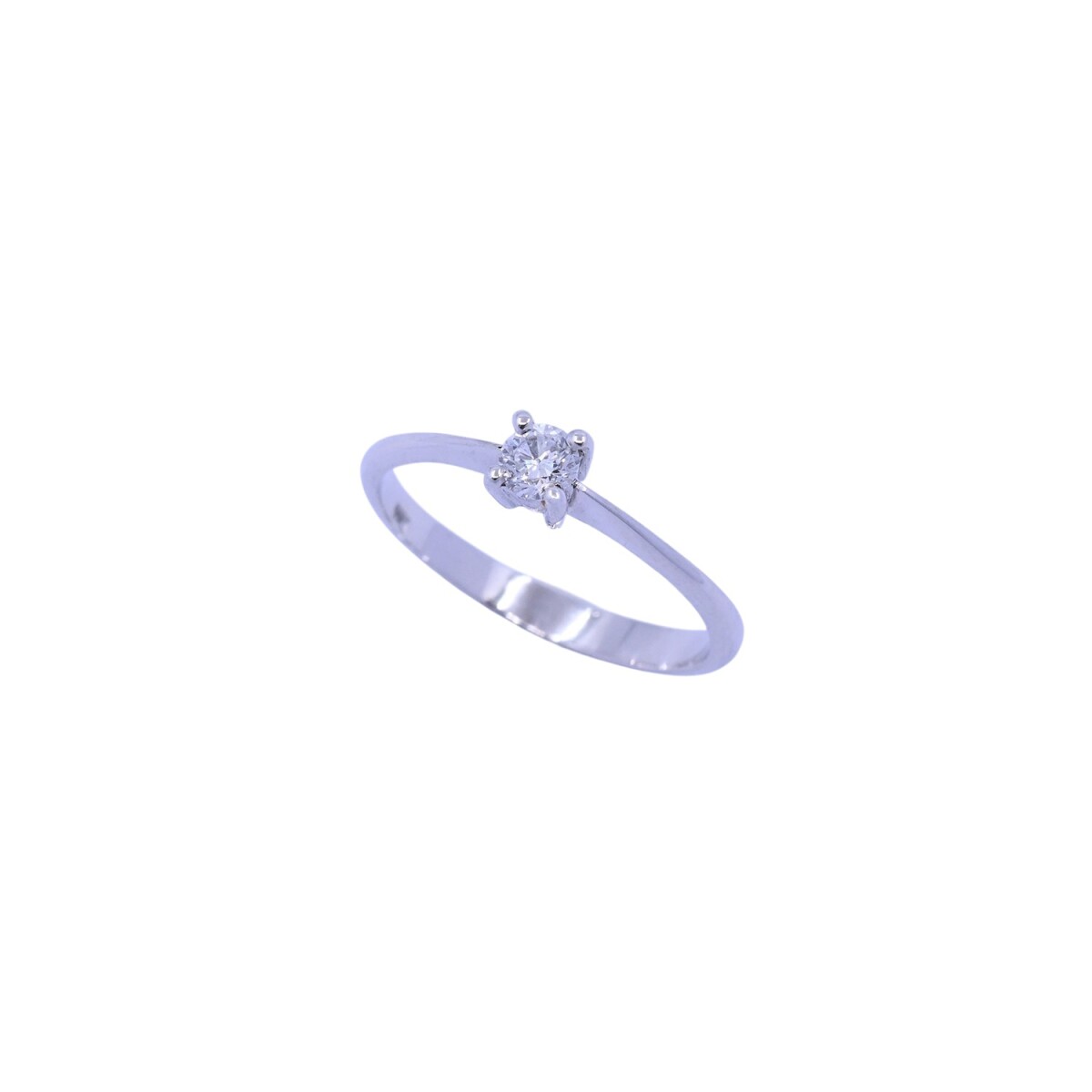 Anillo solitario oro 18k blanco con brillante engrace 4 puntas 
