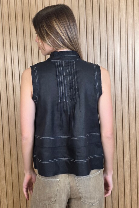 Musculosa Annie Puro Lino Negro