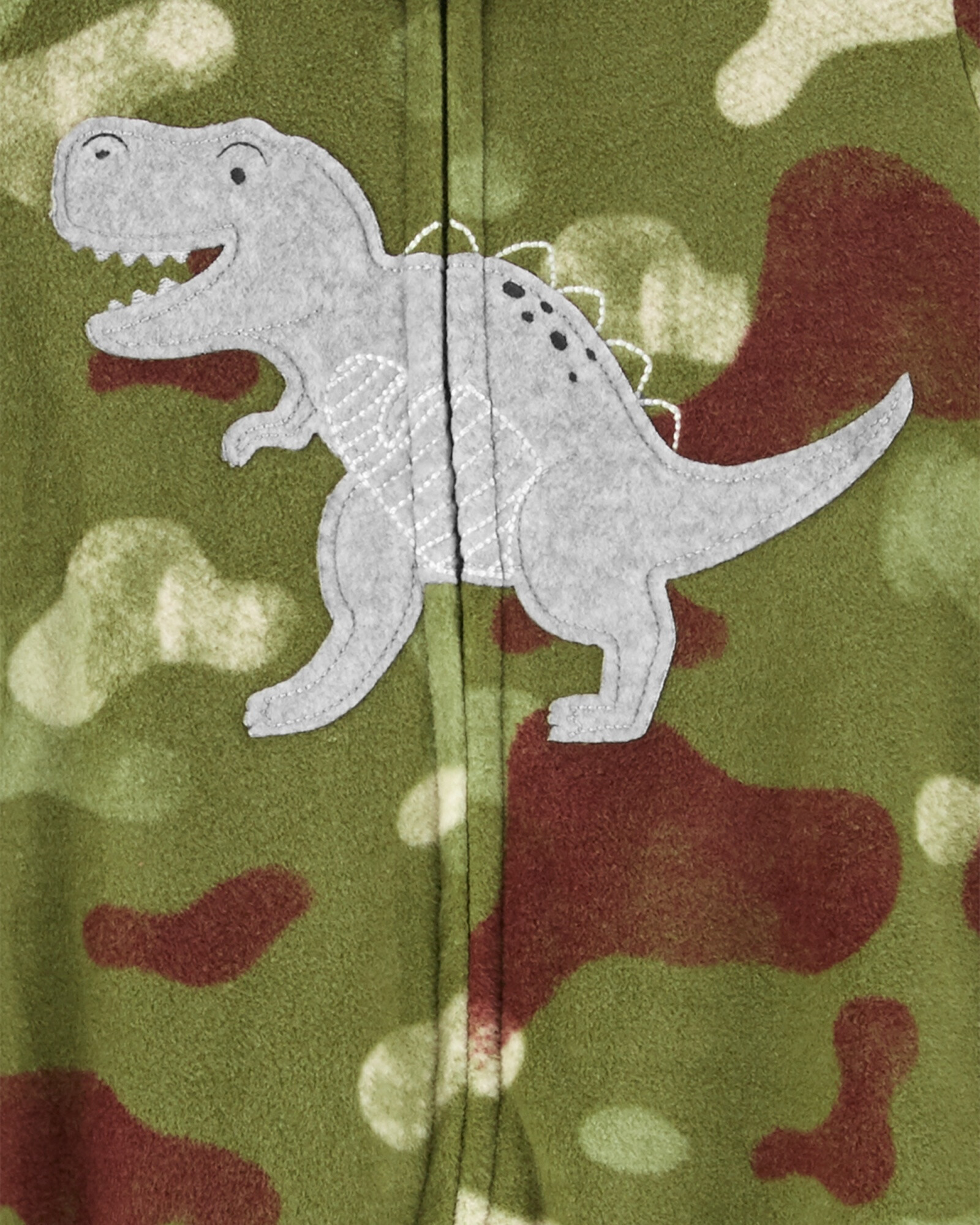 Pijama una pieza de micropolar con pie camuflado estampa dinosaurio Sin color