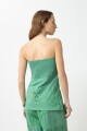Strapless con bordados calados verde
