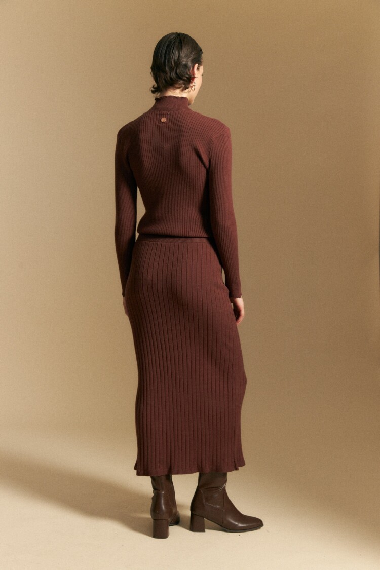 FALDA PUNO Marrón Corteza