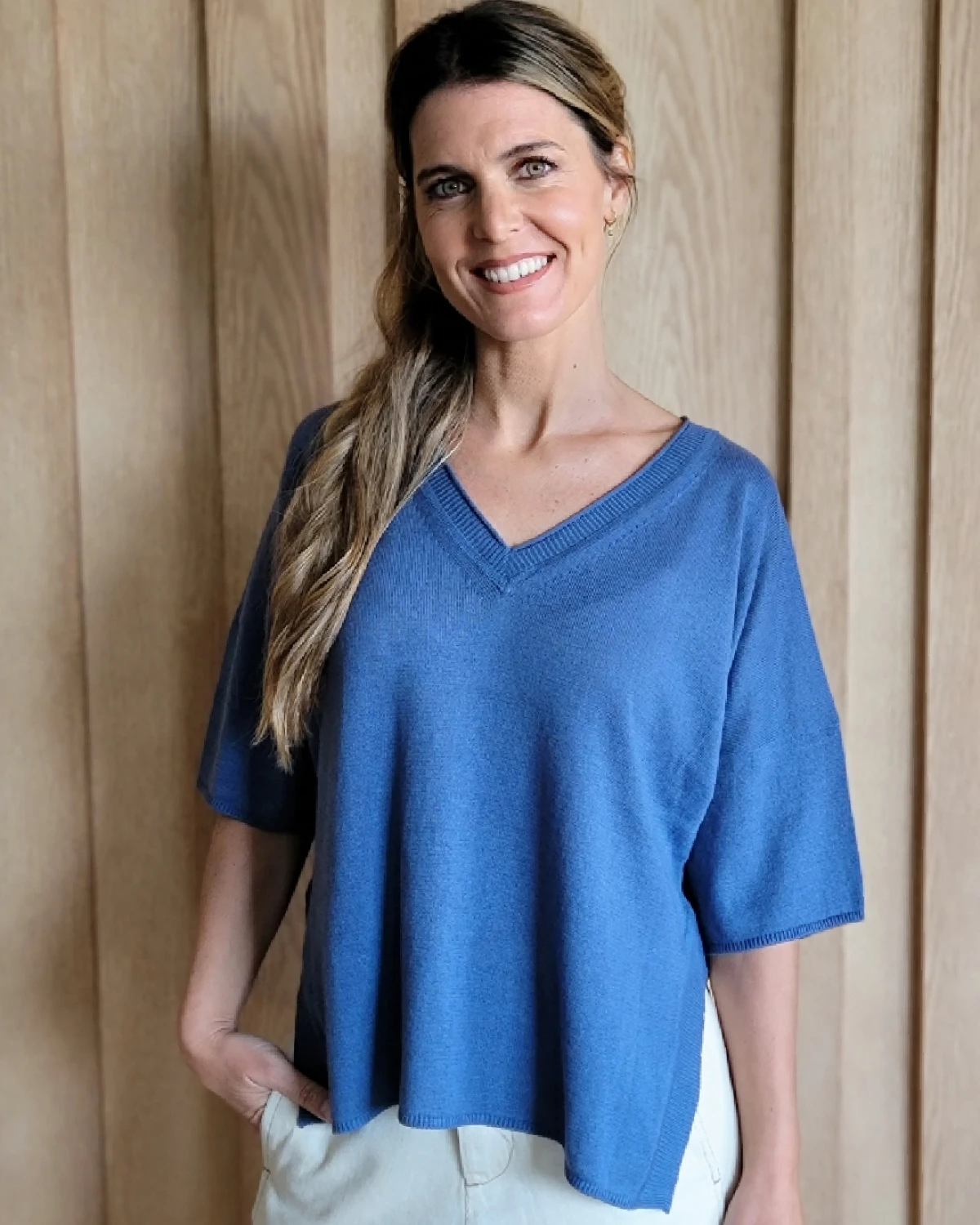 Remera Nogal Knitted azul talle unico