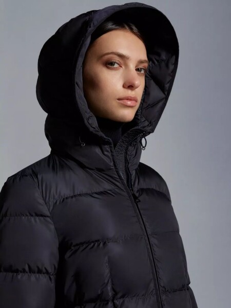 Moncler -Campera larga impermeable con capucha integrada rellena de plumas, Avocette Azul