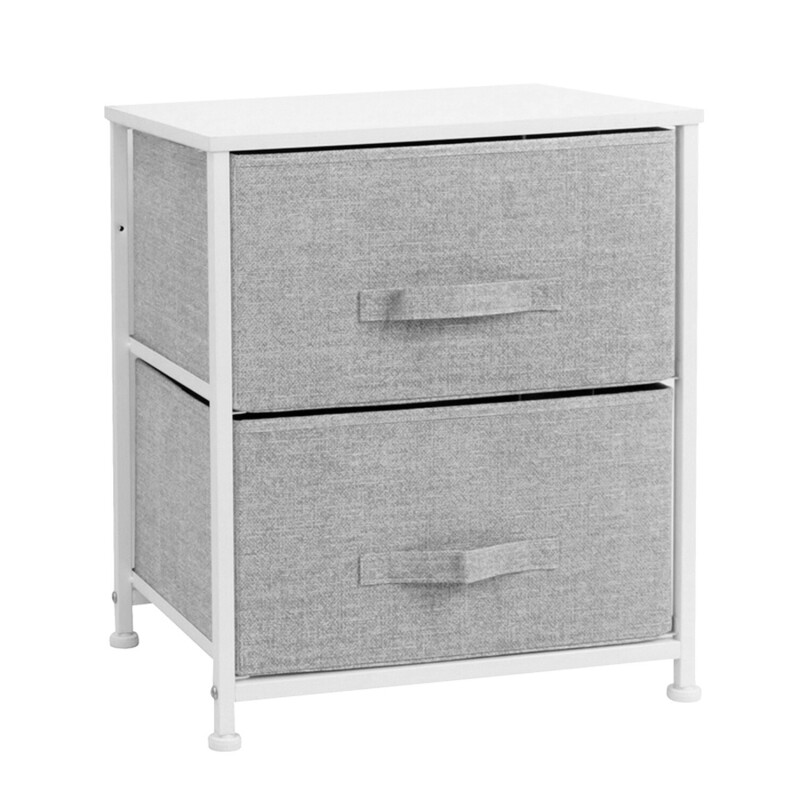 Mueble organizador mesa de luz 2 cestos en tela gris Selecta Gris