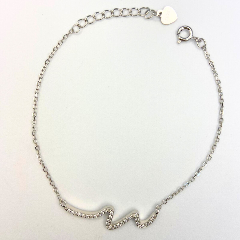 PULSERA DE PLATA CON ADORNO CON CIRCONIAS , LARGO 17+3CM L5dslf-01708-b-x4