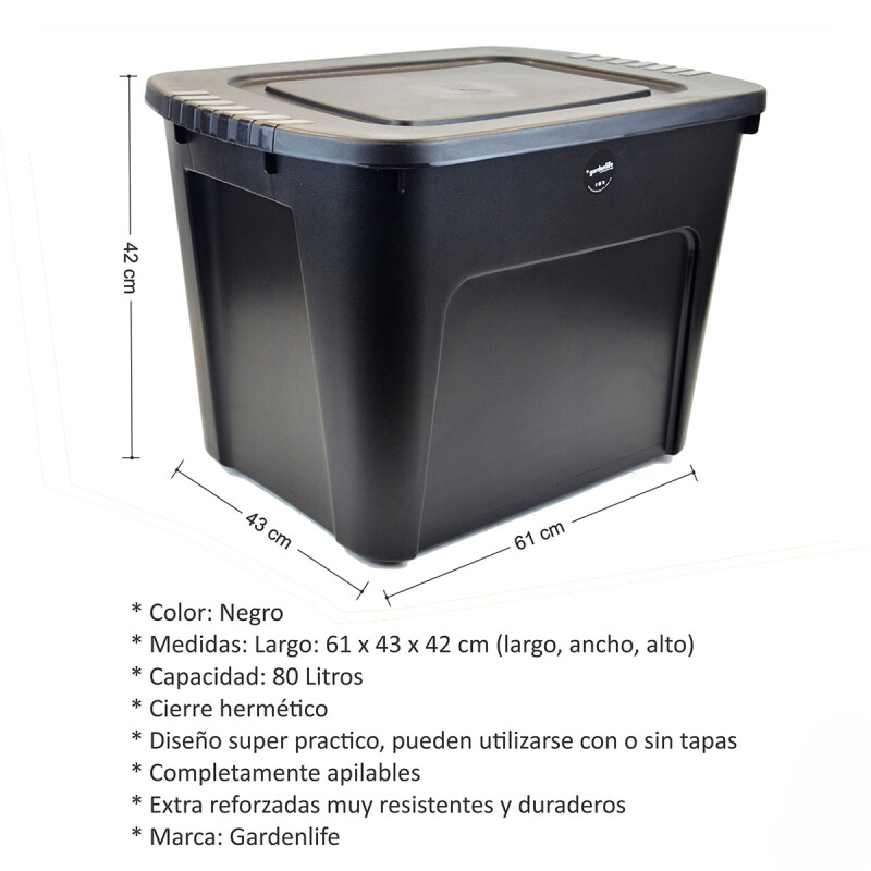 Caja organizadora Ecobox 80 lts NEGRO