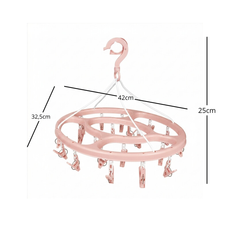 Tendedero portátil 24 palillos ovalado plástico ROSA