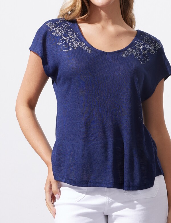 Remera Bordado AZUL