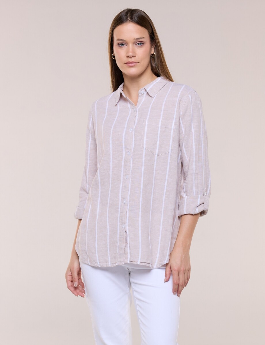 Camisa Lino - Beige/multi 