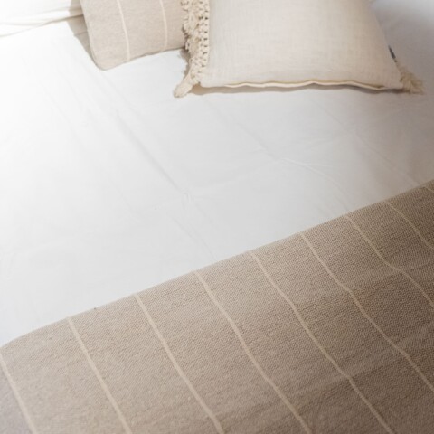 Manta para sillón y cama algodón Rayas Greige 250cm