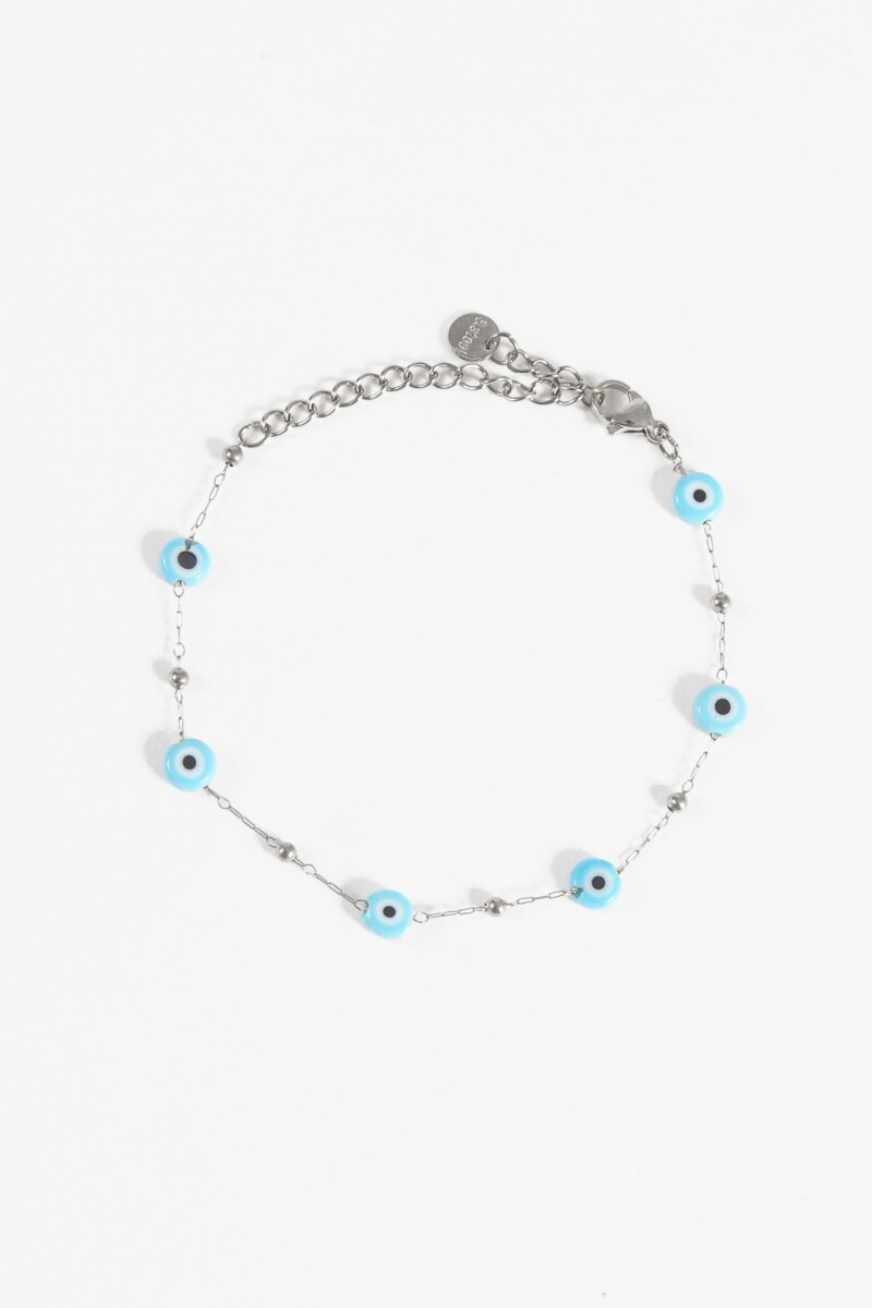 Pulsera acero ojitos plateado