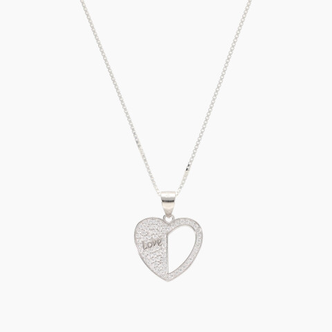 Cadena con dije de corazón en plata 925 con circonias Cadena Con Dije De Corazón En Plata 925 Con Circonias