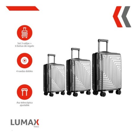 Set de 3 Valijas de Mano Rígidas Plateado