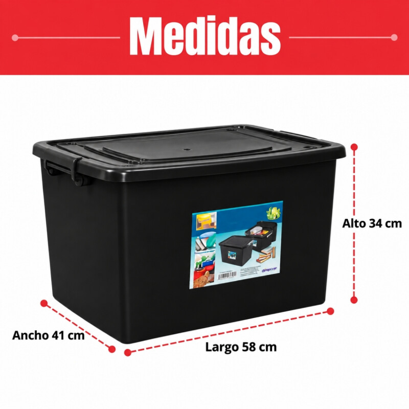 Set x2 caja organizadora 56 lts NEGRO