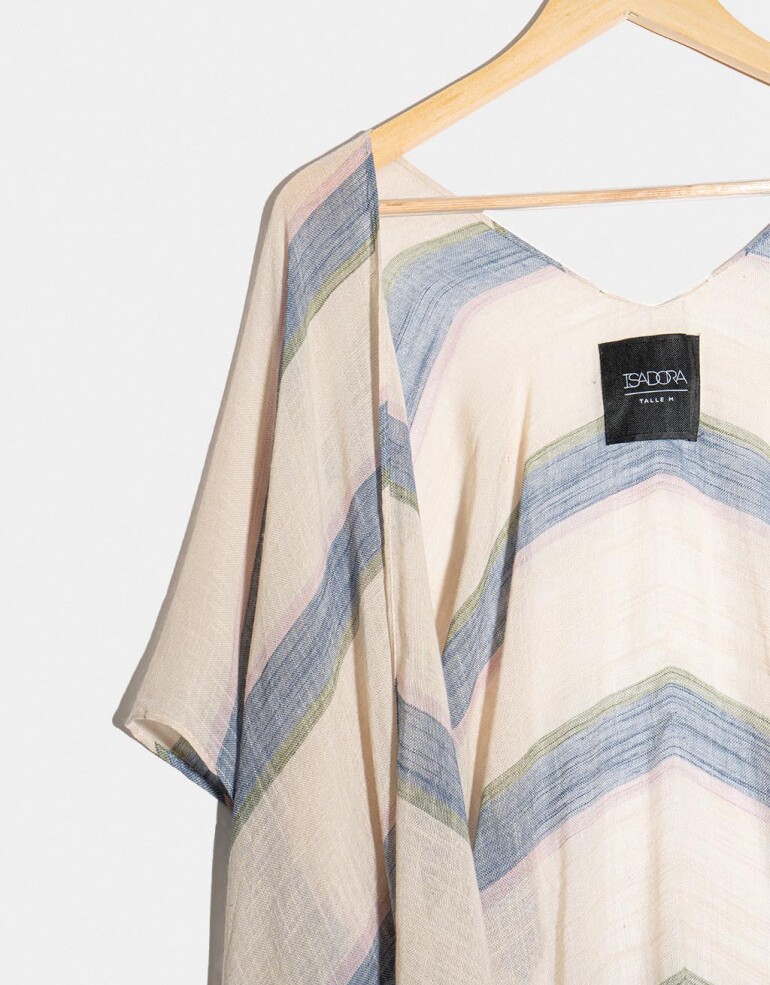 Kimonos Kimono Con Flecos - Combinacion Tricolor