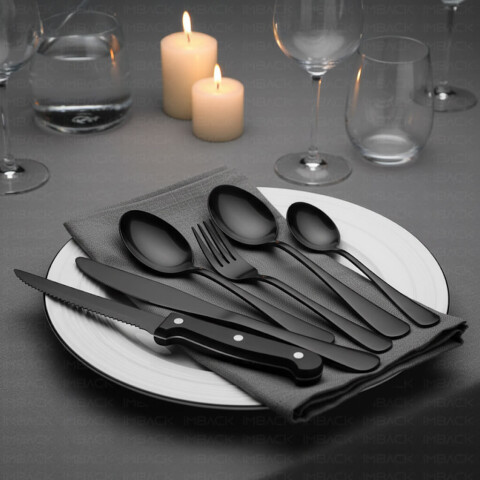Juego de 36 Cubiertos De Acero Inoxidable Cocina Imback Negro Juego de 36 Cubiertos De Acero Inoxidable Cocina Imback Negro