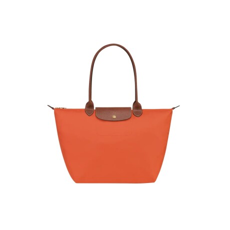 Longchamp -Cartera Longchamp plegable de nylon con cierre y asa larga, Le pliage L Naranja