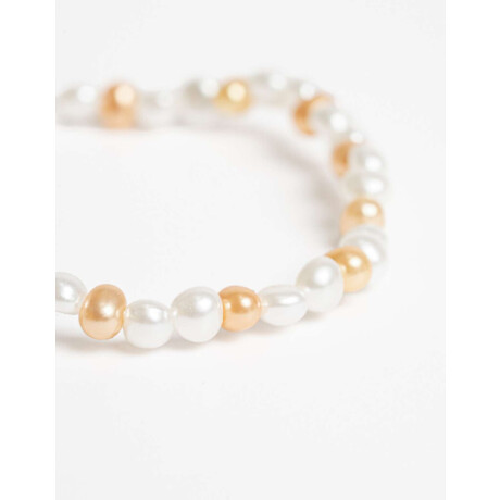 Pulsera Elástica De Perlas Bicolor Combinacion bicolor