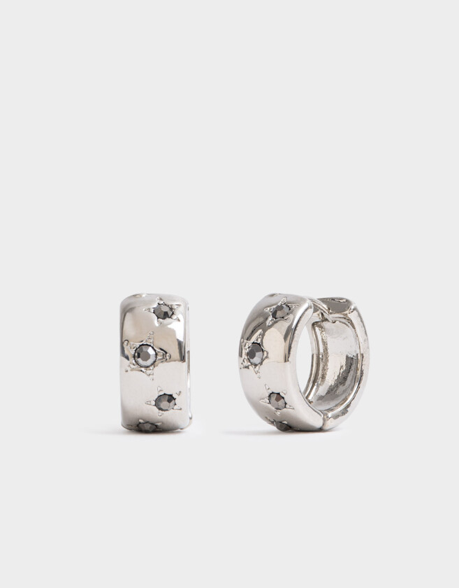 Aros Argollas Limited Edition Aro Argolla De Estrellas - Plateado