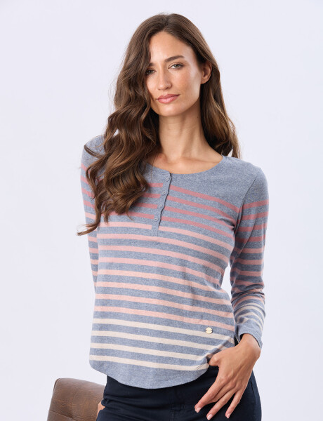 REMERA RAYADA DE ALGODÓN Azul