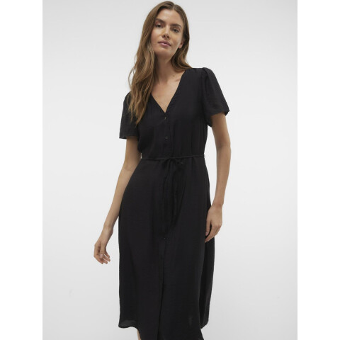 VMJOSIE SS CALF SHIRT DRESS WVN GA BLACK