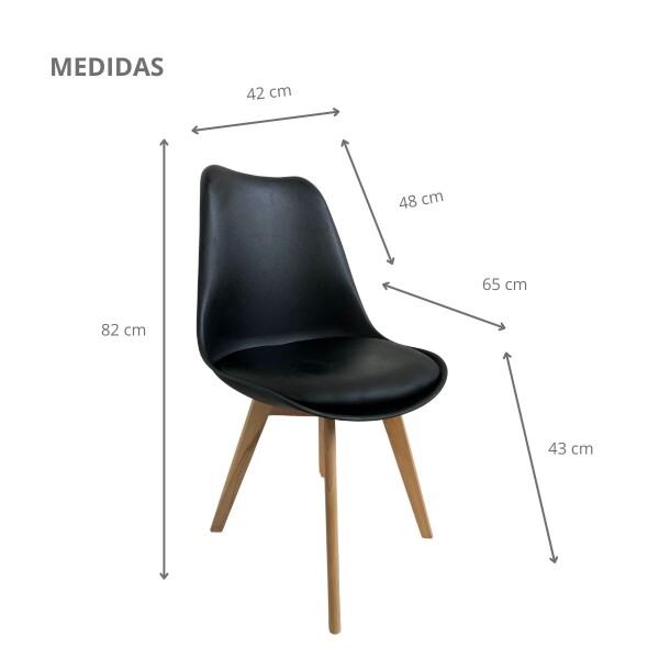 Silla De Comedor Set X4 Eames Nordica De Madera Nueva Asiento Acolchado Relleno Espuma Nuevo Imback Color Negro Silla De Comedor Set X4 Eames Nordica De Madera Nueva Asiento Acolchado Relleno Espuma Nuevo Imback Color Negro