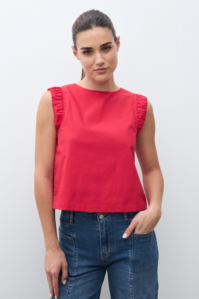 Blusa sisa drapeada rojo