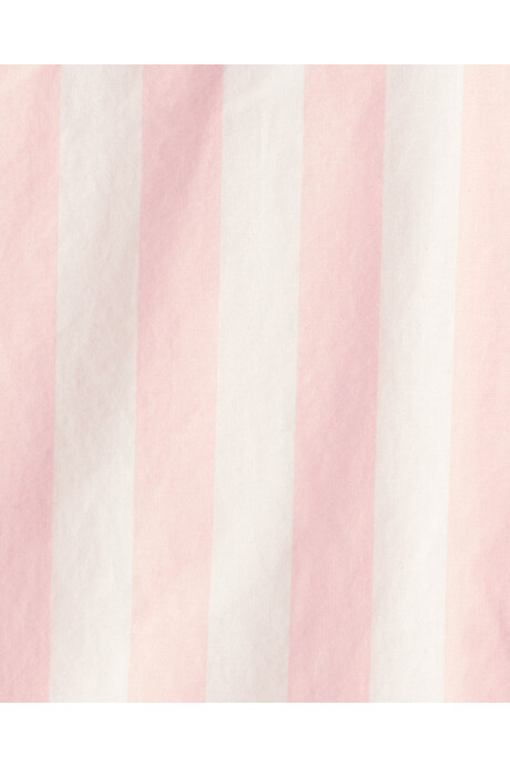 Pantalón de algodón, diseño a rayas rosadas y marfil Sin color