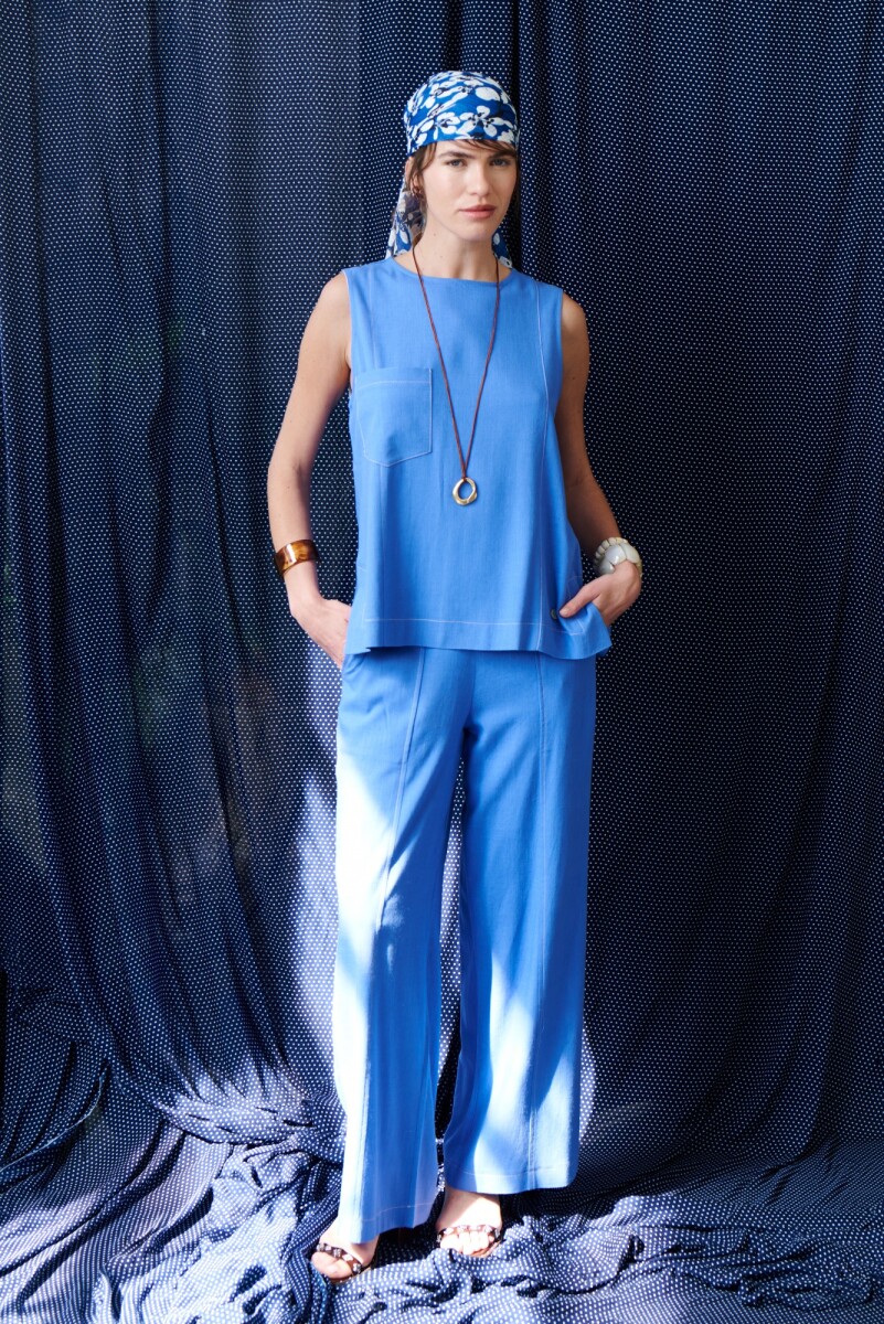 PANTALON LINO POCKET - AZUL 