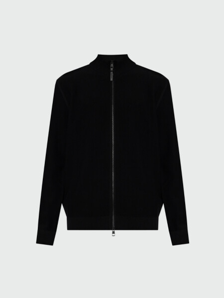 MONCLER - Cárdigan con cierre y parche de logo Negro