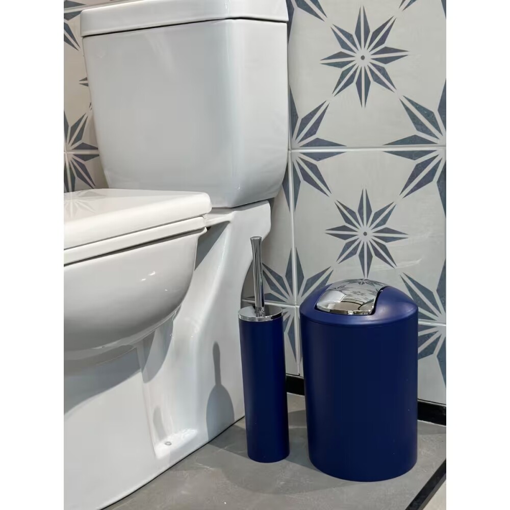 Set de baño 6 pz Azul y cromo (papelera-dispensadores) Set De Baño 6 Pz Azul Y Cromo (papelera-dispensadores)